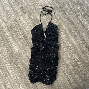 Lucy in the sky Black and silver ruched dress